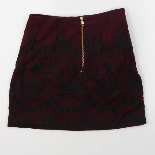 Topshop Womens Purple Floral  A-Line Skirt Size 8