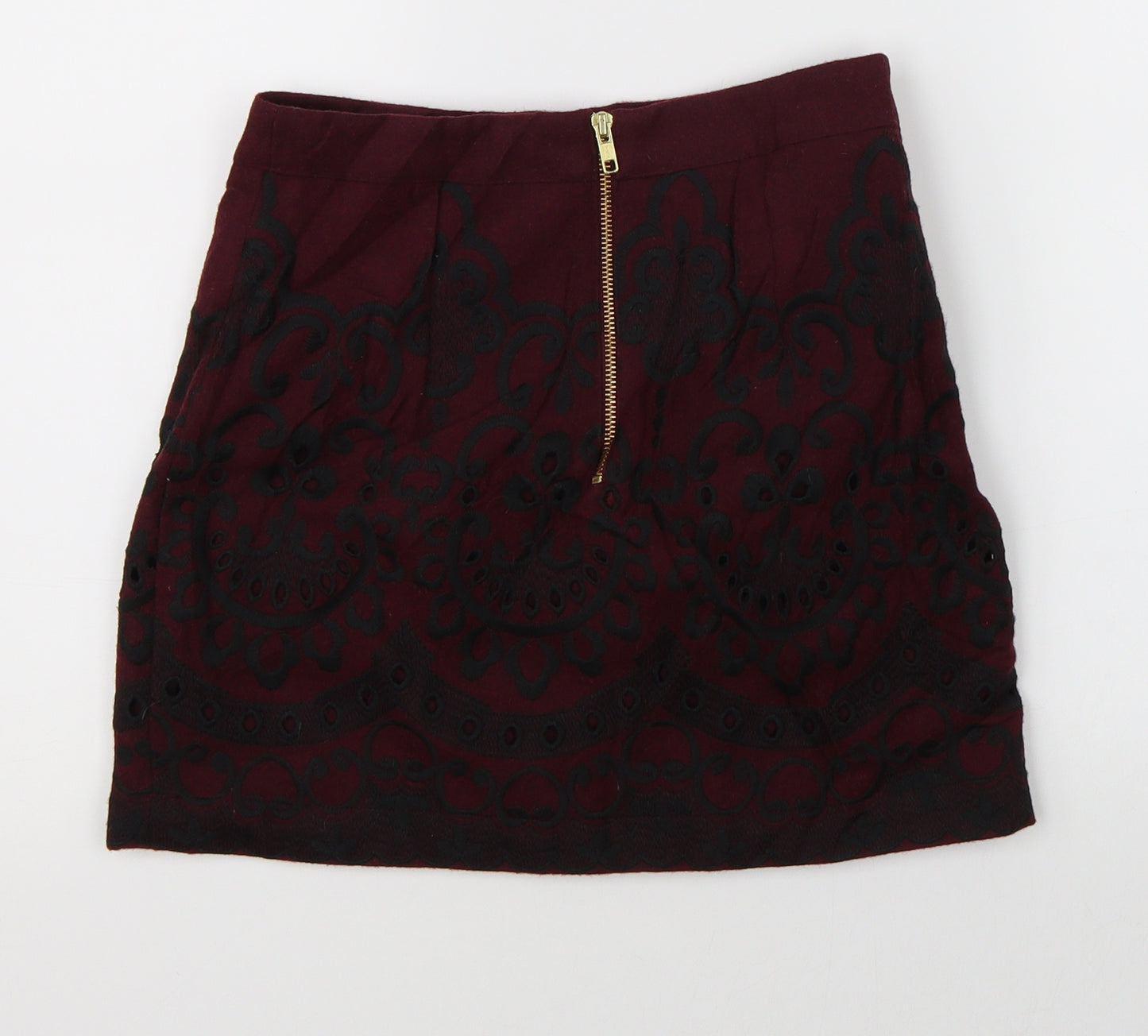 Topshop Womens Purple Floral  A-Line Skirt Size 8