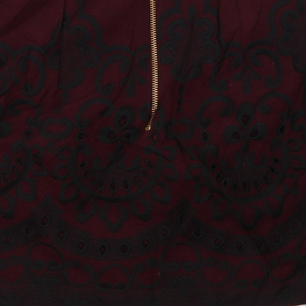 Topshop Womens Purple Floral  A-Line Skirt Size 8