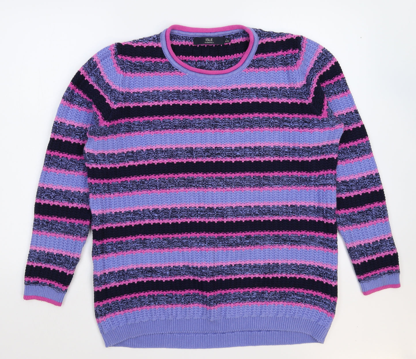 Isle Womens Multicoloured Striped Knit Pullover Jumper Size 20