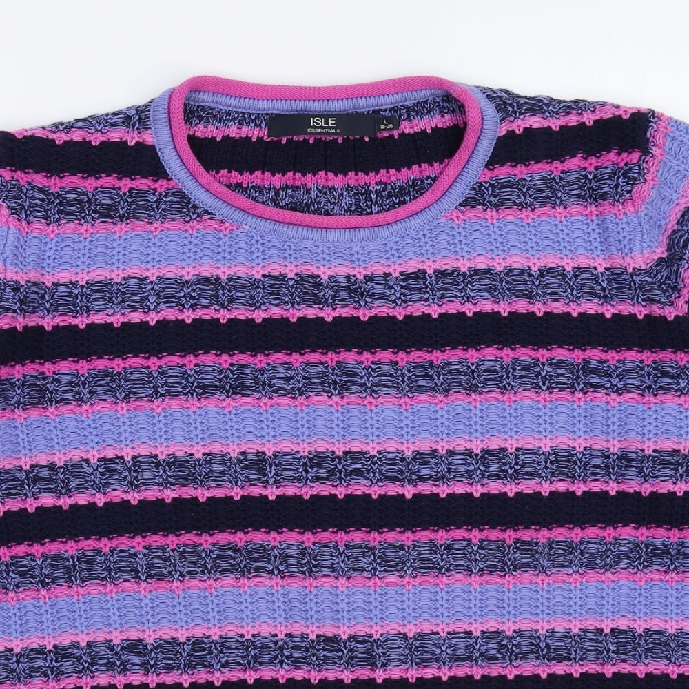 Isle Womens Multicoloured Striped Knit Pullover Jumper Size 20