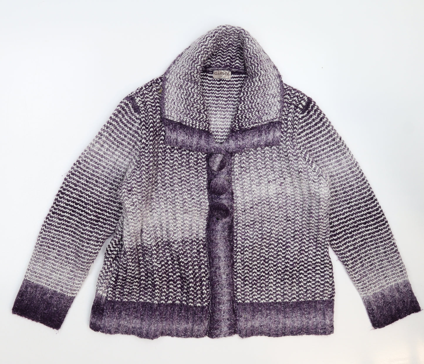 Aimee Womens Purple  Knit Jacket Coatigan Size L