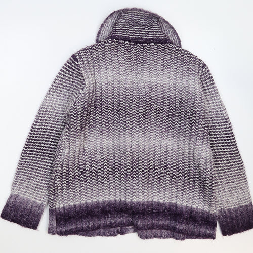 Aimee Womens Purple  Knit Jacket Coatigan Size L