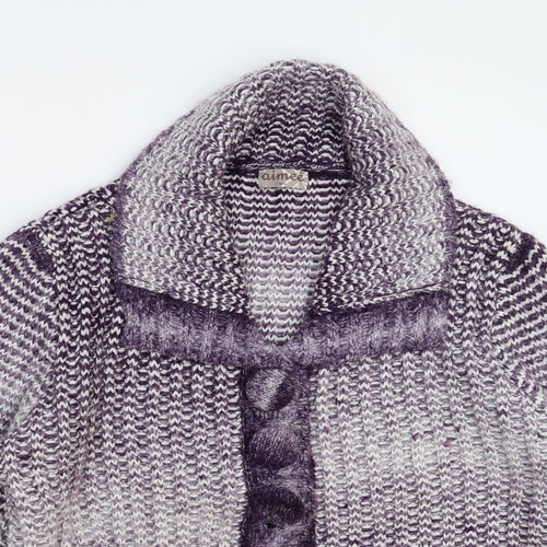 Aimee Womens Purple  Knit Jacket Coatigan Size L