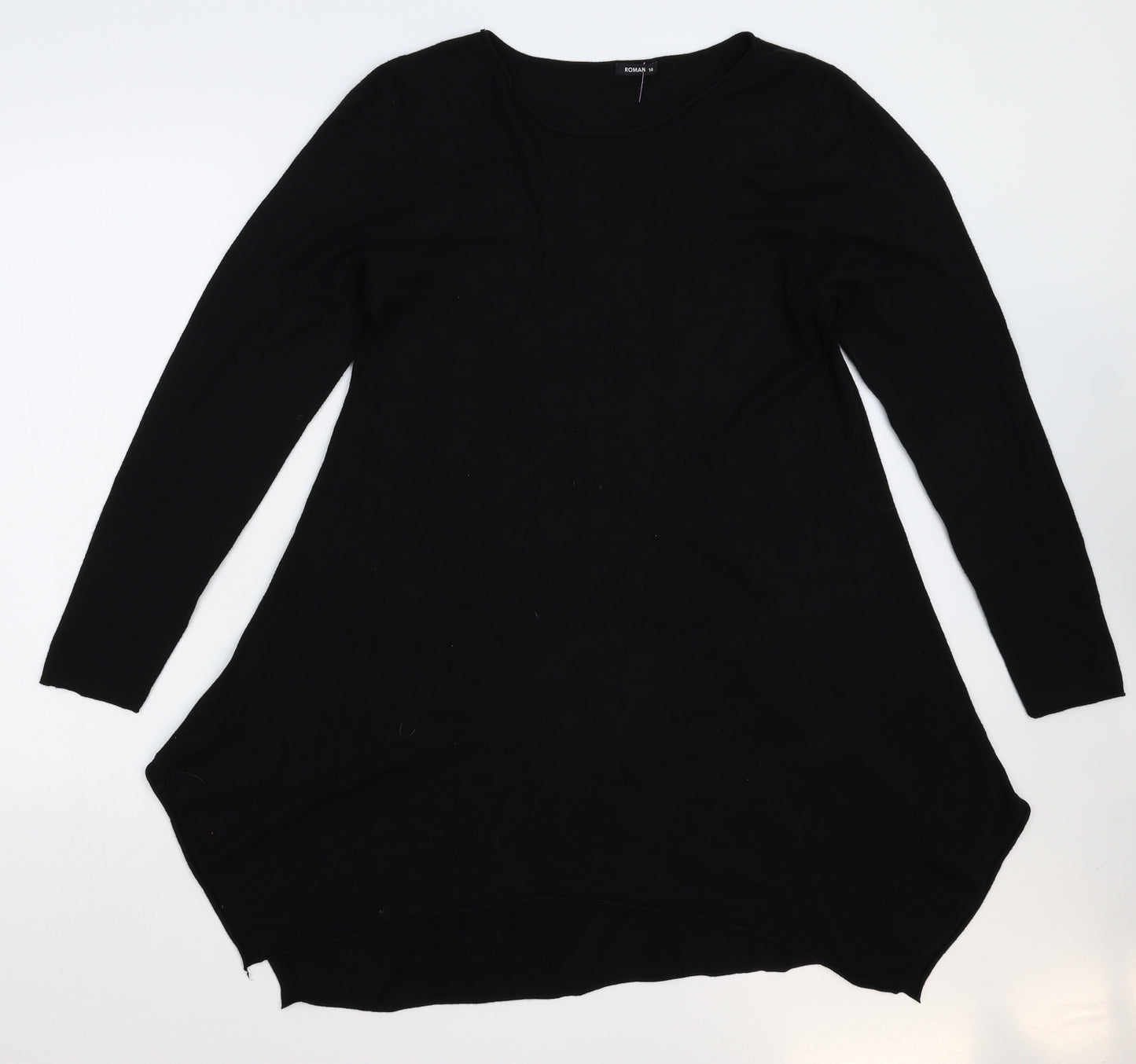 Roman Womens Black  Knit Pullover Jumper Size 14