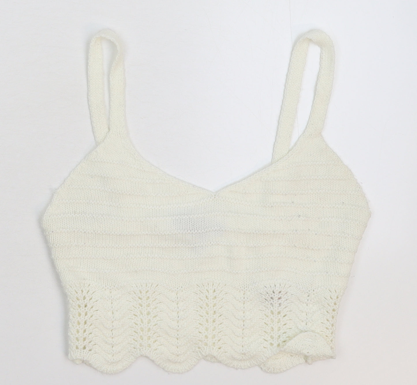 Lipsy Womens White  Knit Cropped Tank Size M