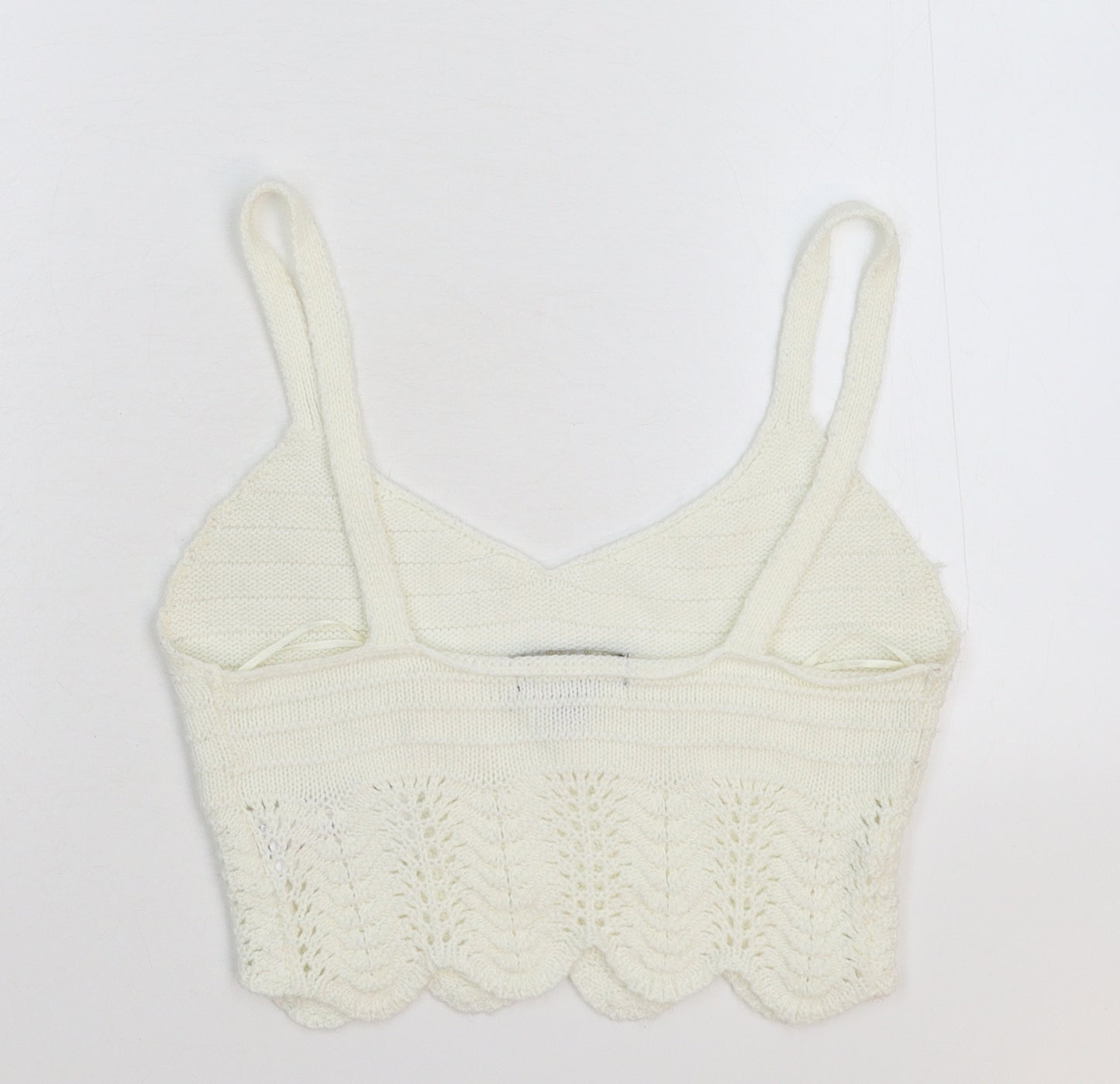 Lipsy Womens White  Knit Cropped Tank Size M