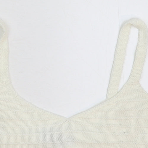 Lipsy Womens White  Knit Cropped Tank Size M