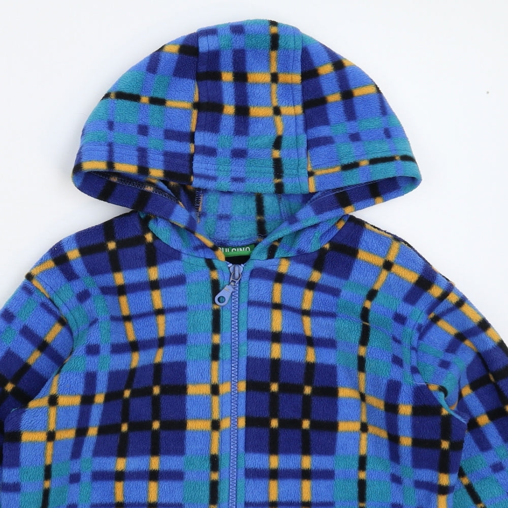 Pulcino Boys Blue Check Fleece Jacket  Size 8 Years