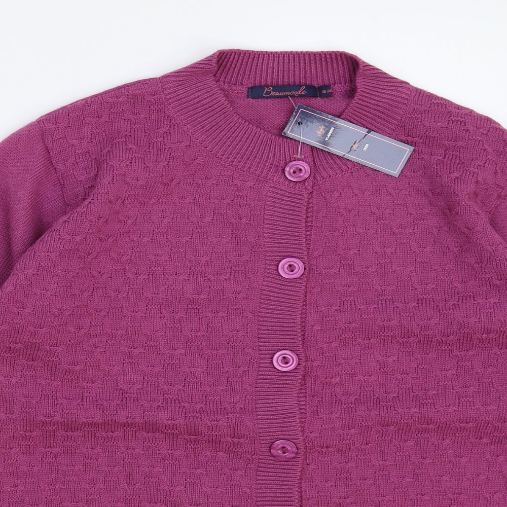 Beau Monde Womens Pink  Knit Cardigan Jumper Size 20