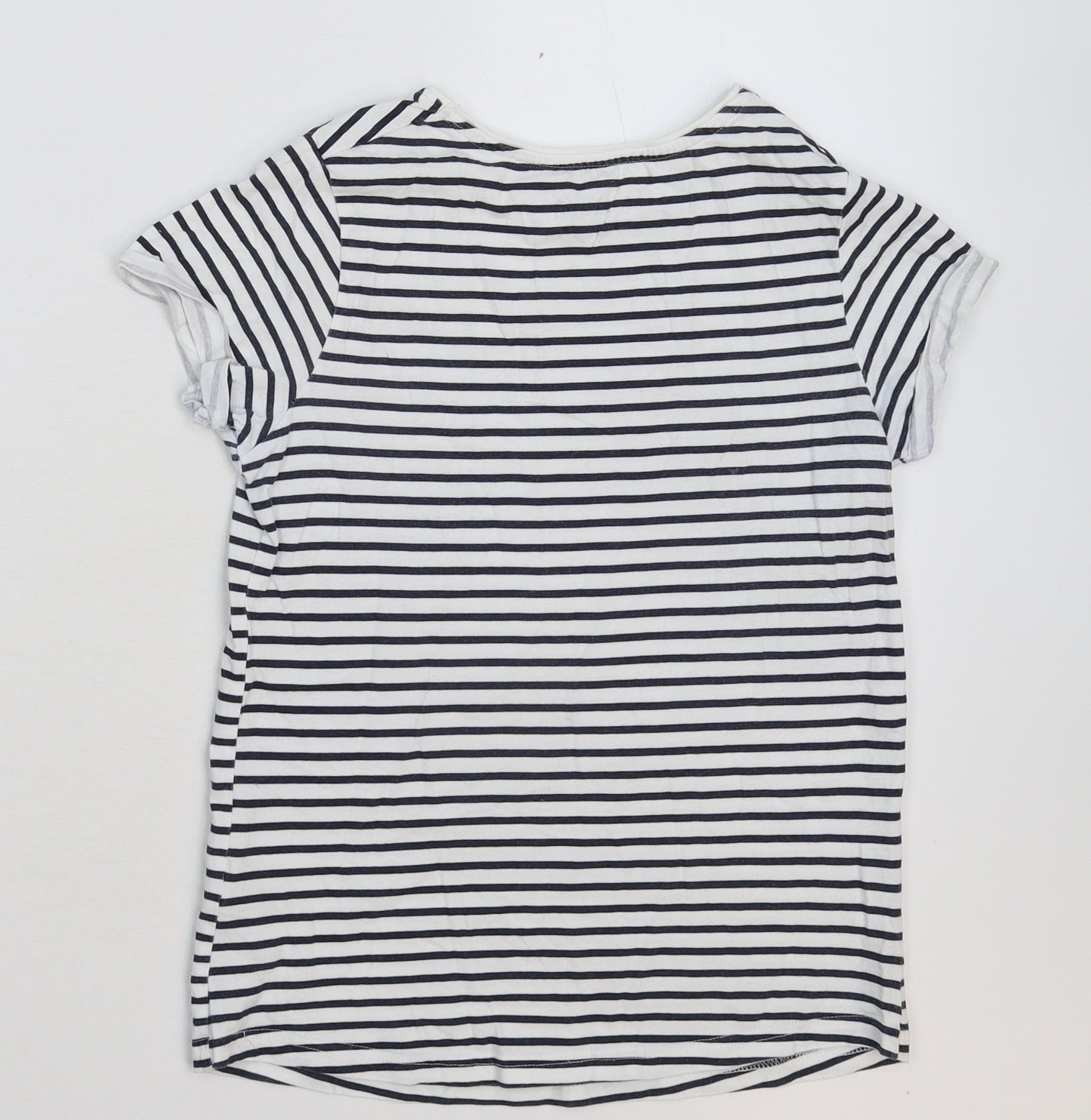 Primark Girls White Striped  Basic T-Shirt Size 10-11 Years