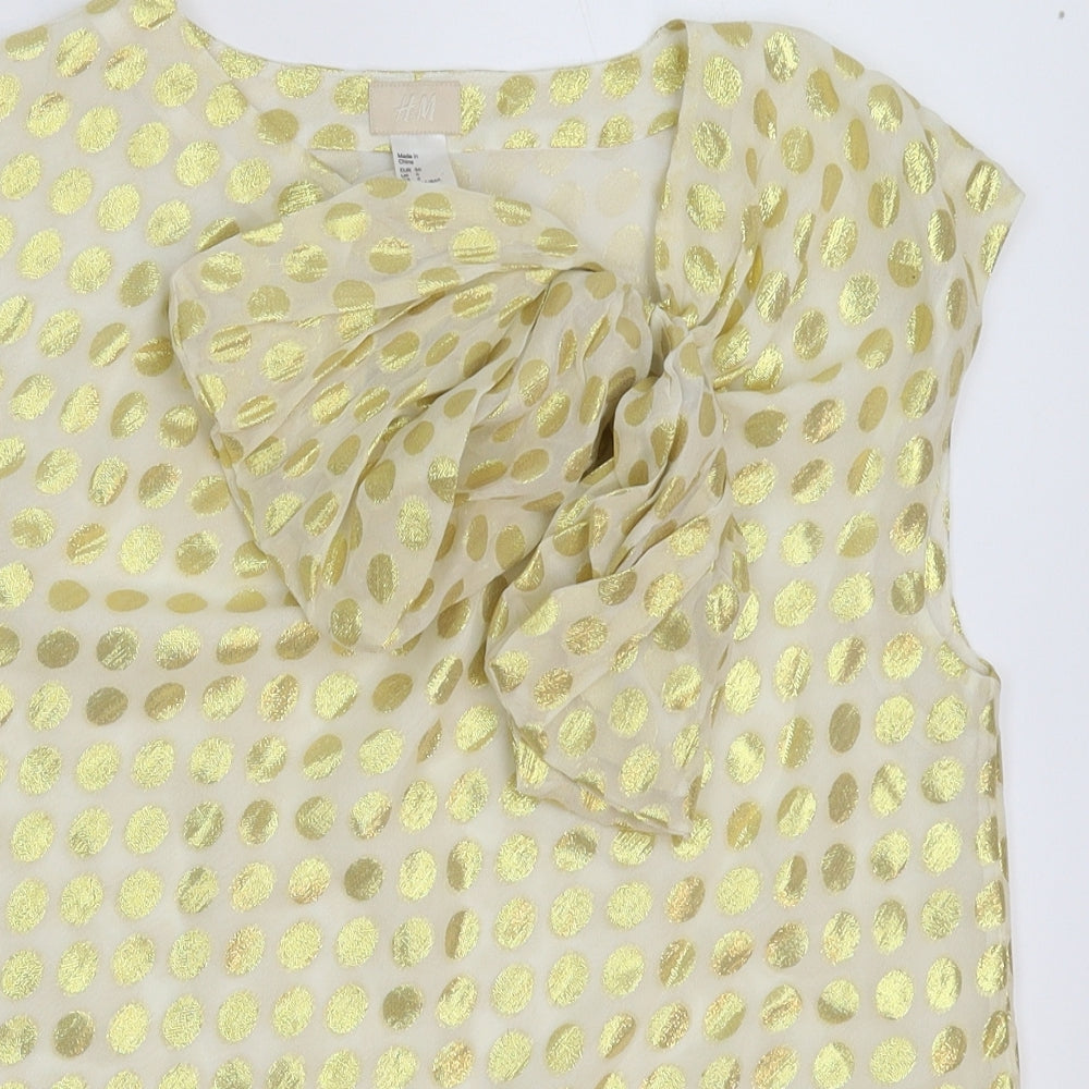 H&M Womens Gold Polka Dot  Basic Blouse Size 10