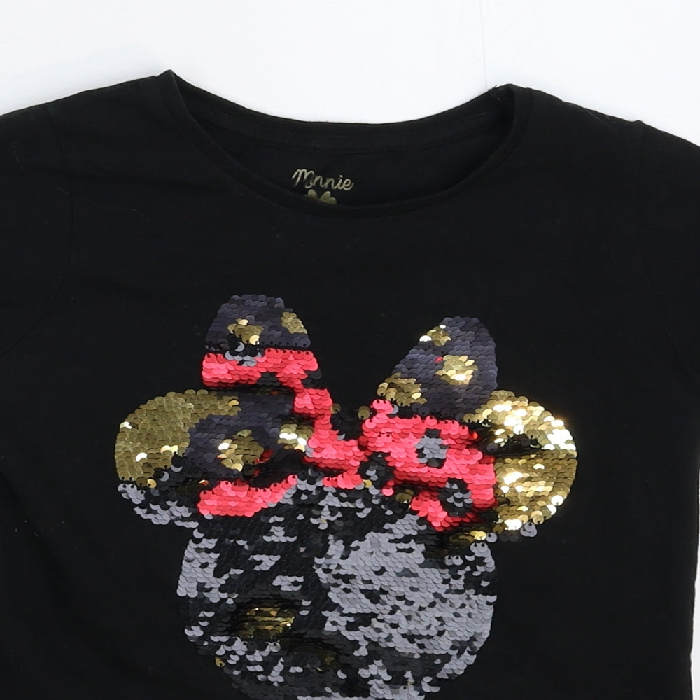 Minnie Girls Black   Basic T-Shirt Size 8 Years