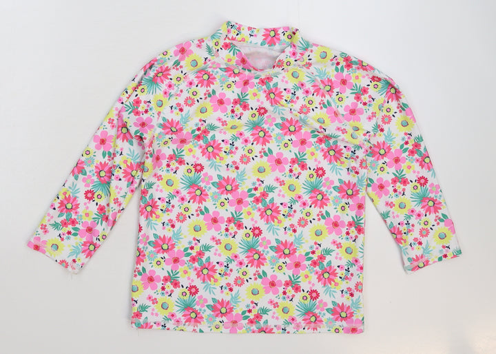 TU Girls White Floral Basic T-Shirt Size 12 Years