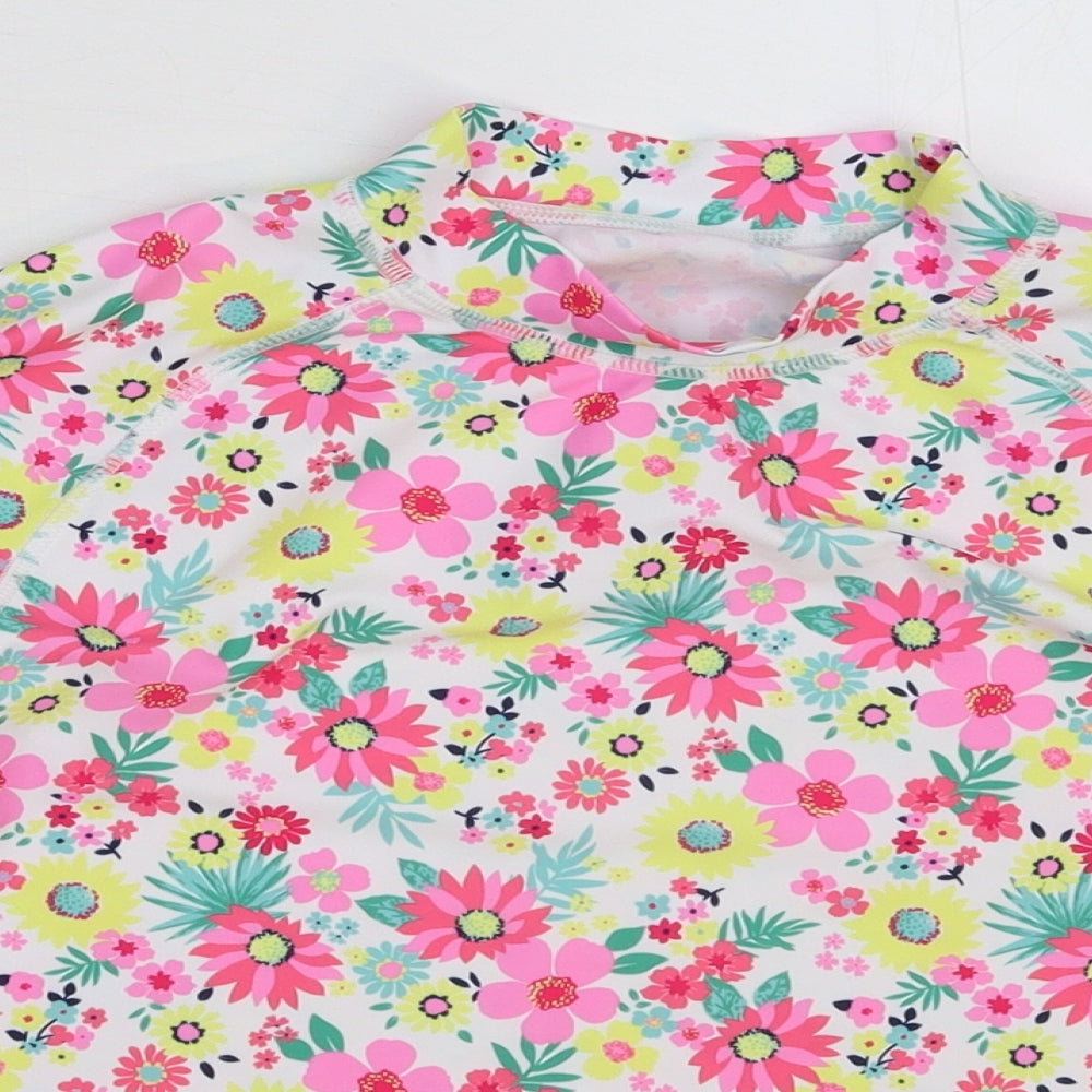 TU Girls White Floral  Basic T-Shirt Size 12 Years