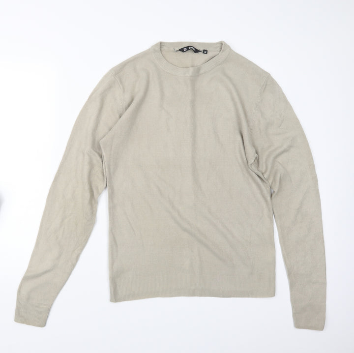 Vintage Mens Beige Knit Pullover Jumper Size M