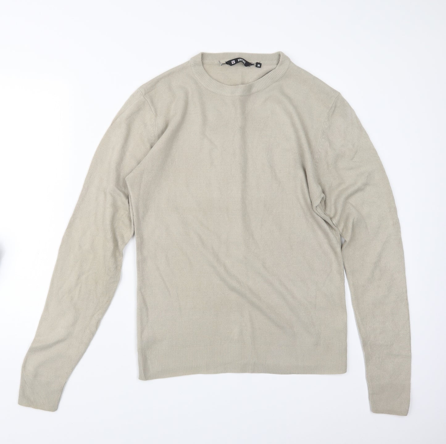 Vintage Mens Beige  Knit Pullover Jumper Size M