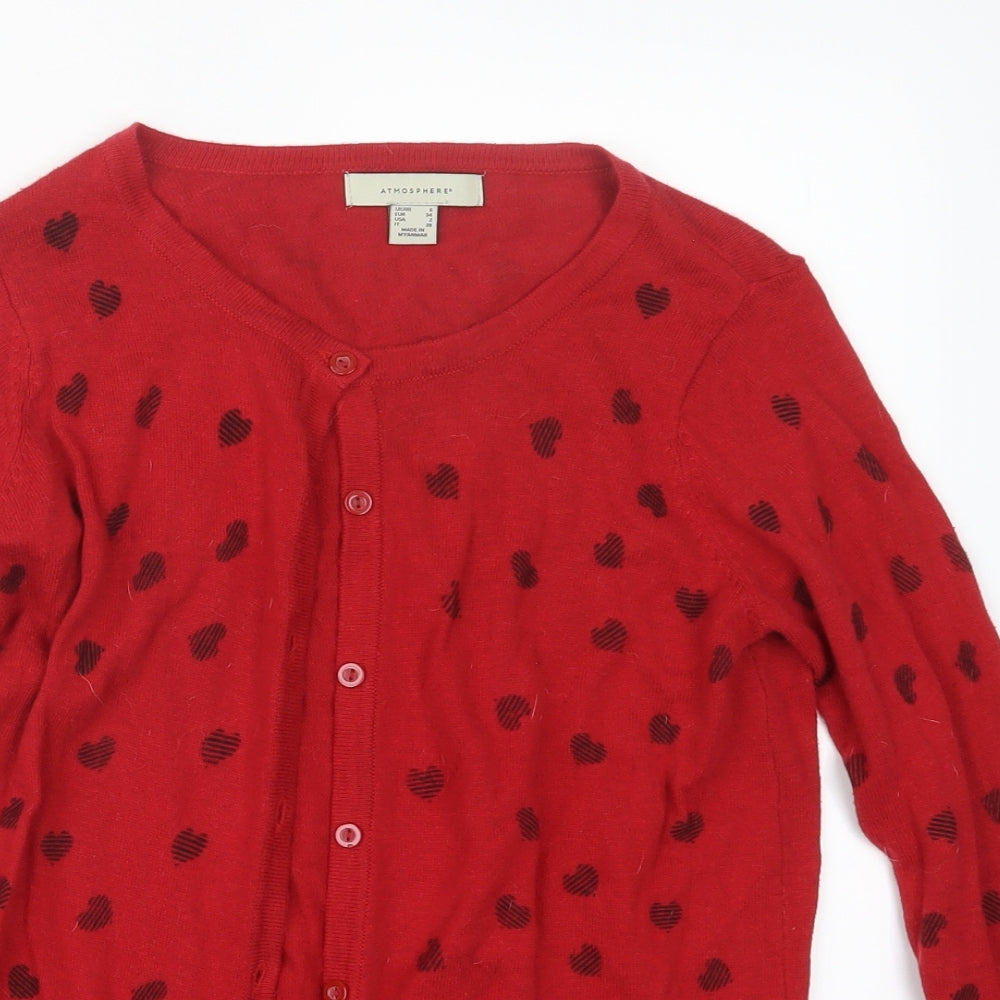 Atmosphere Womens Red  Knit Cardigan Jumper Size 6