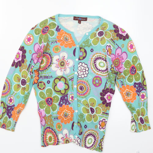 Uttam London Womens Blue Geometric Knit Cardigan Jumper Size M