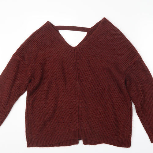 New Look Womens Red  Knit Pullover Jumper Size M