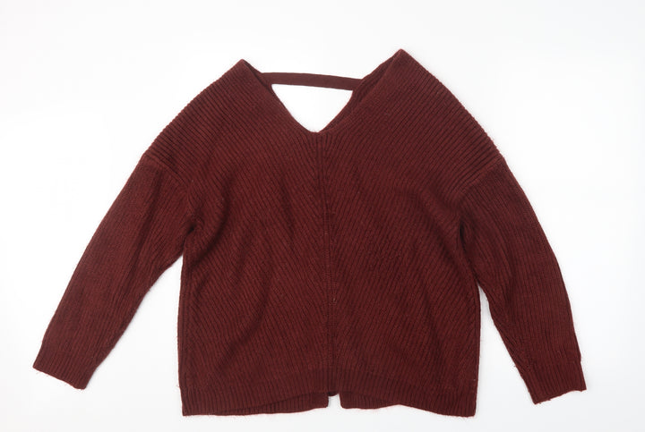 New Look Womens Red  Knit Pullover Jumper Size M