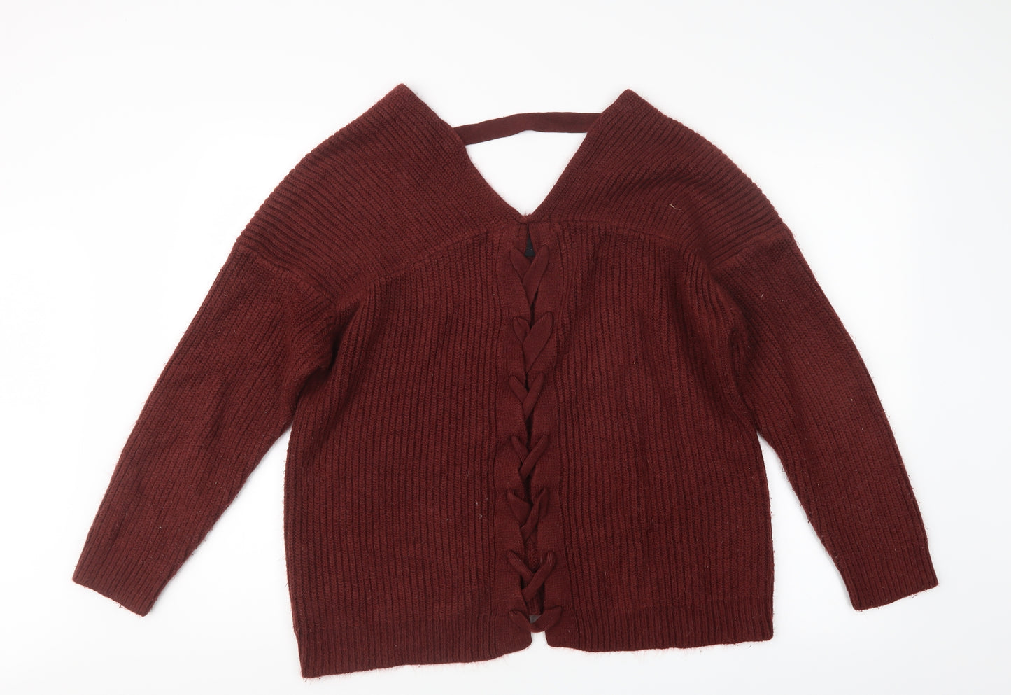 New Look Womens Red  Knit Pullover Jumper Size M
