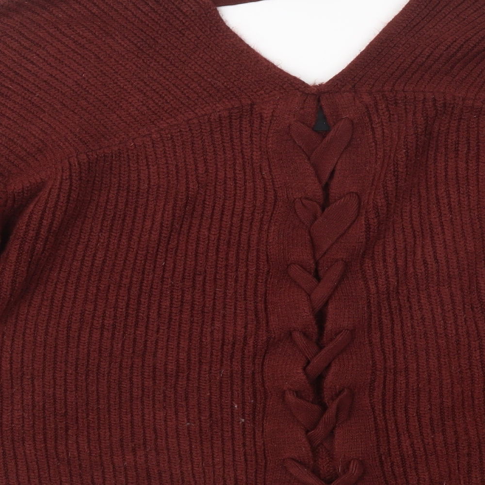New Look Womens Red  Knit Pullover Jumper Size M