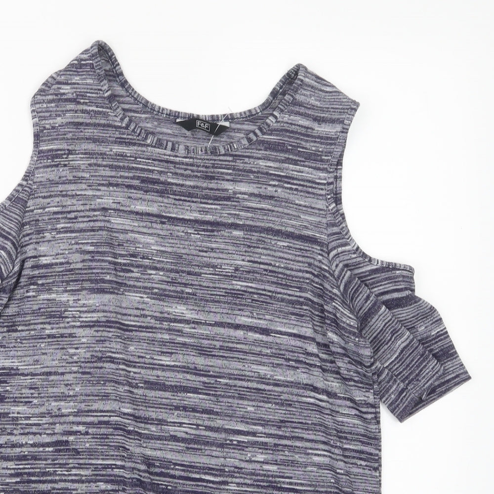 F&F Womens Blue   Basic T-Shirt Size 12  - Open Shoulders