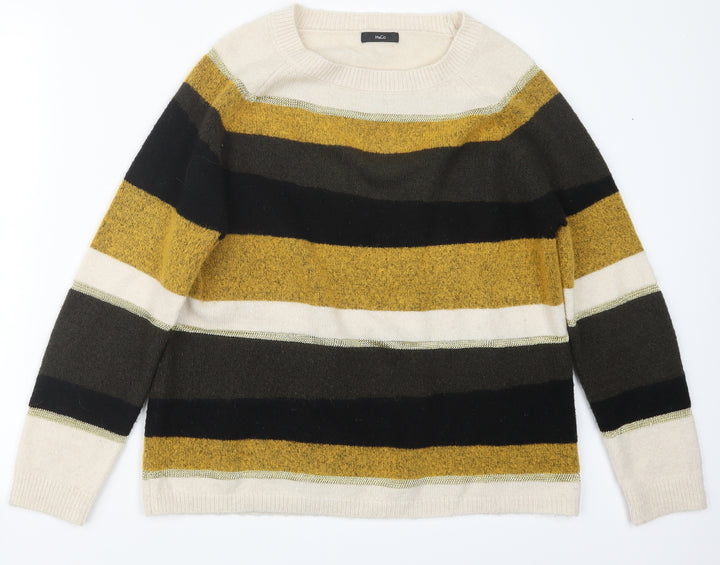 M&Co Womens Yellow Knit Pullover Jumper Size 14