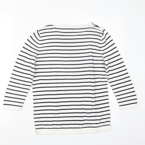 Belle Vere Womens White Striped Knit Pullover Jumper Size 10
