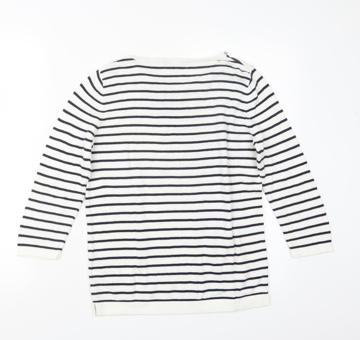 Belle Vere Womens White Striped Knit Pullover Jumper Size 10