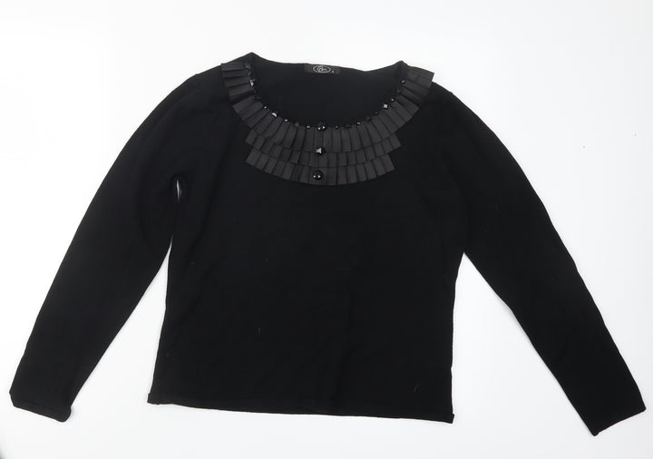 BM Womens Black Knit Pullover Jumper Size S
