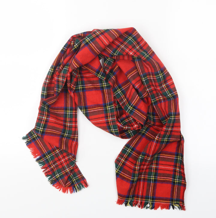 Preworn Womens Red Check Knit Scarf