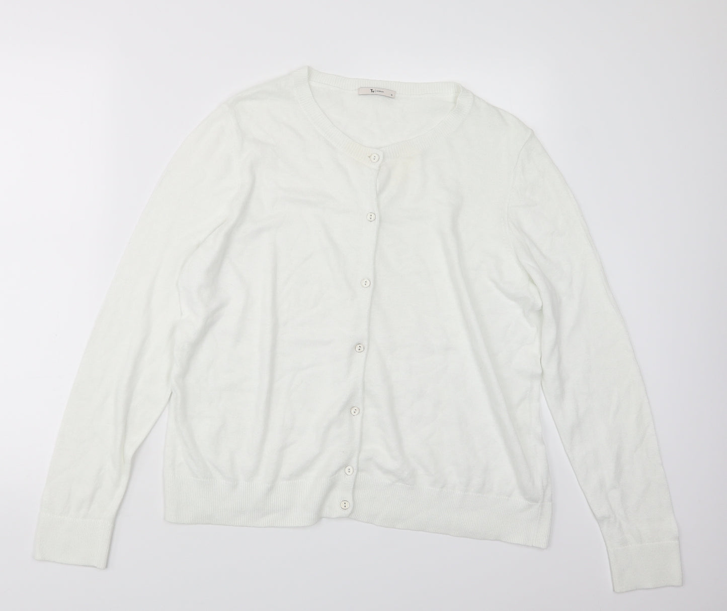TU Womens White  Knit Cardigan Jumper Size 18