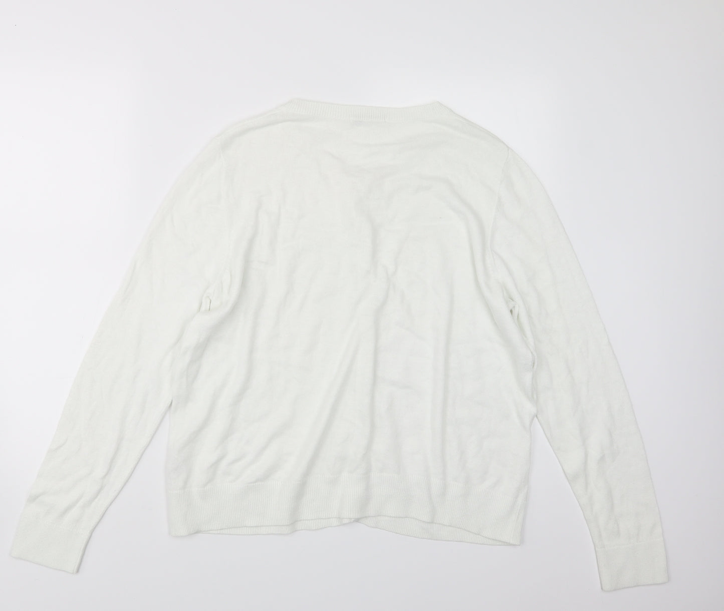 TU Womens White  Knit Cardigan Jumper Size 18