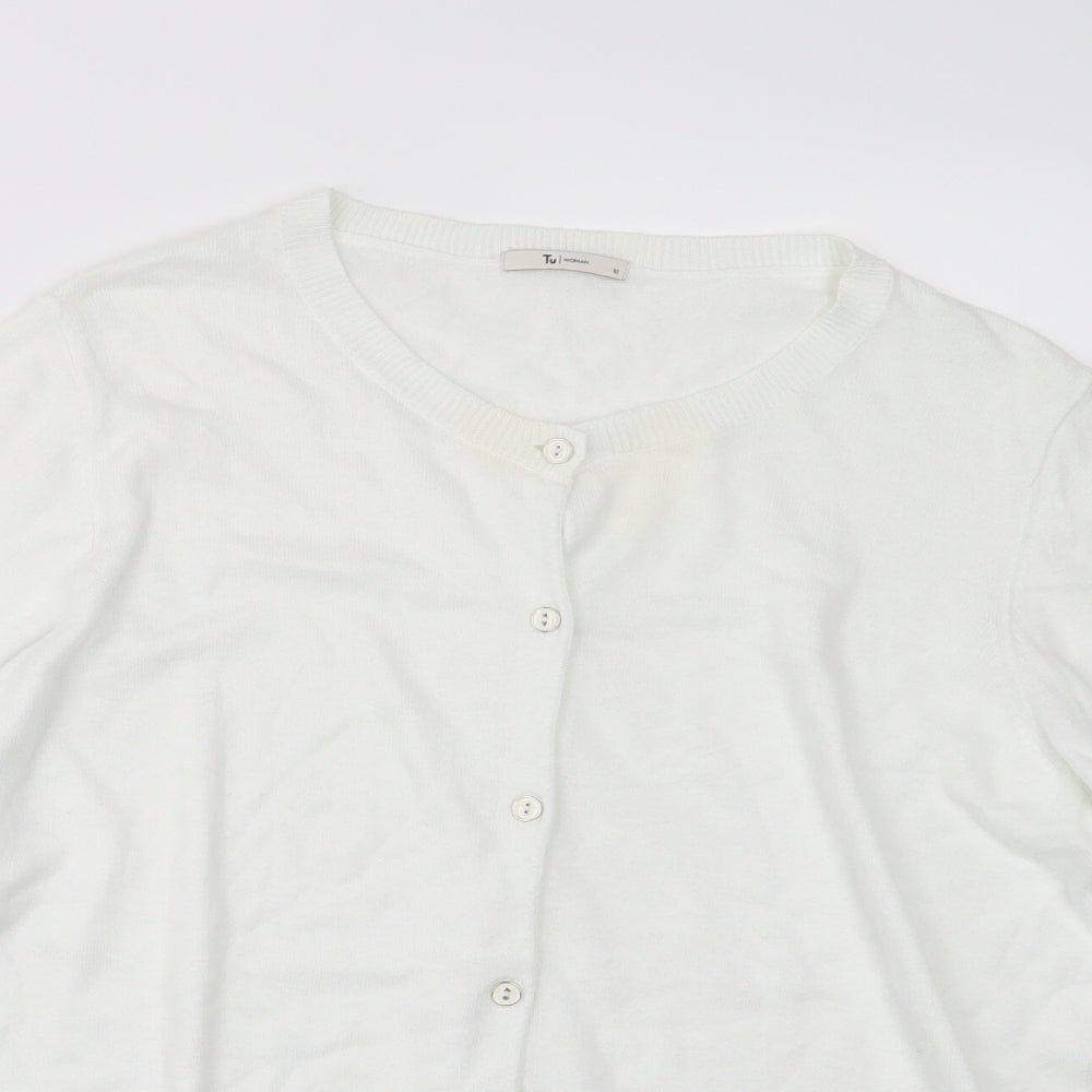 TU Womens White  Knit Cardigan Jumper Size 18