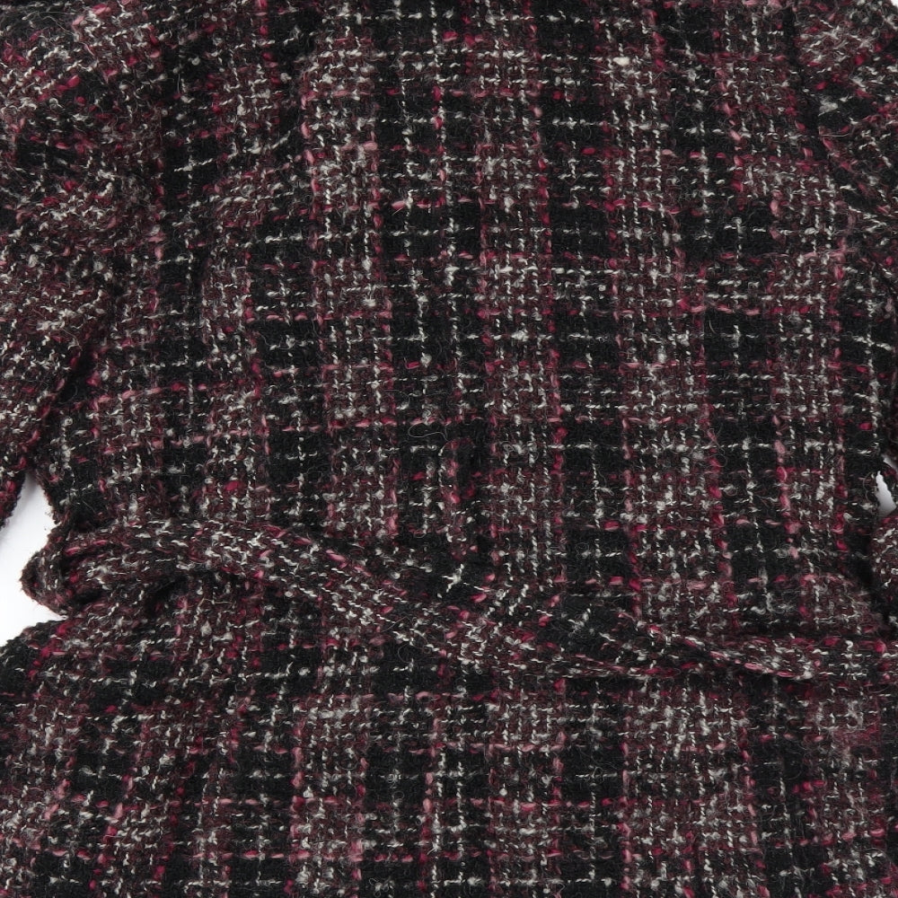 F&F Womens Black Check  Overcoat Coat Size 14