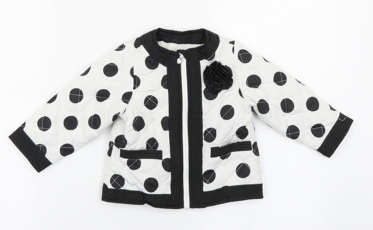 Matalan Girls White Spotted  Puffer Jacket Coat Size 9-12 Months