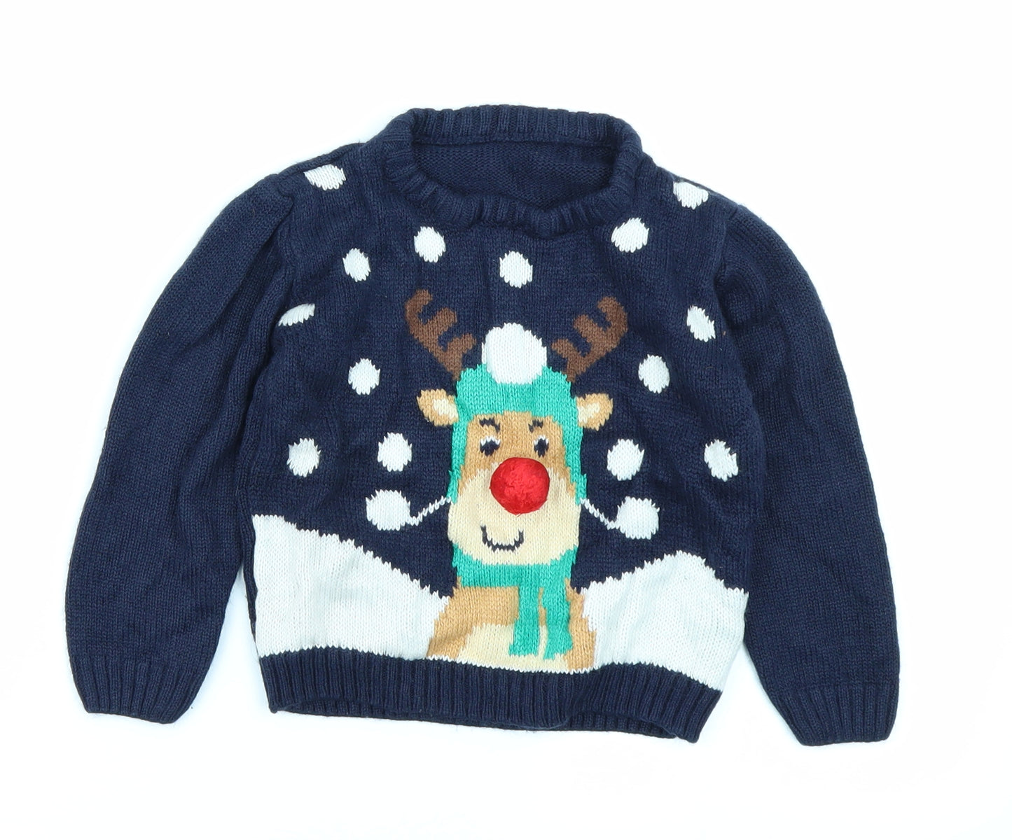 Pep & Co Boys Blue  Knit Pullover Jumper Size 2-3 Years  - Christmas jumper