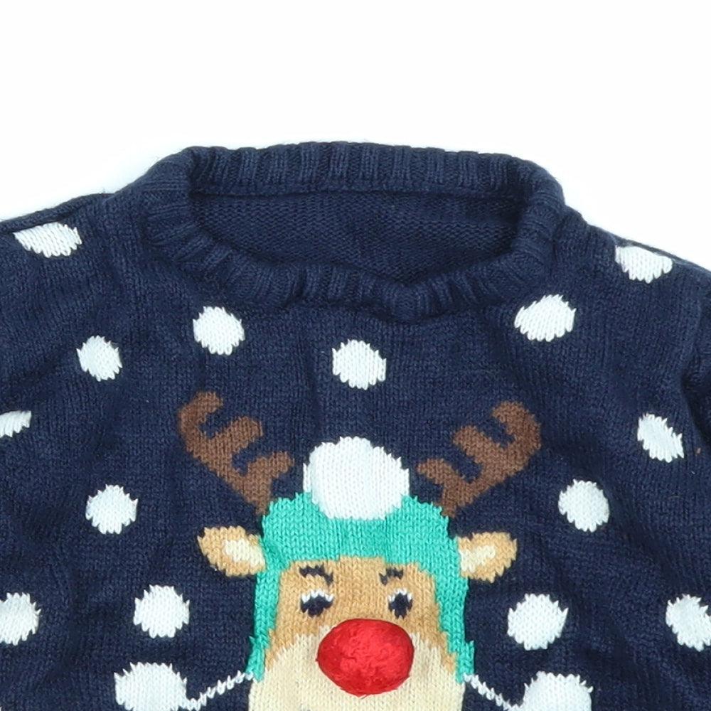 Pep & Co Boys Blue  Knit Pullover Jumper Size 2-3 Years  - Christmas jumper