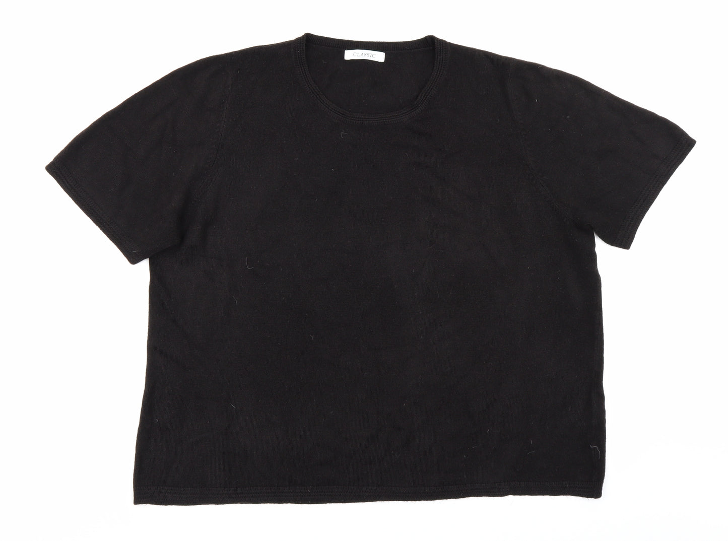 Classic Womens Black  Knit Basic T-Shirt Size 18