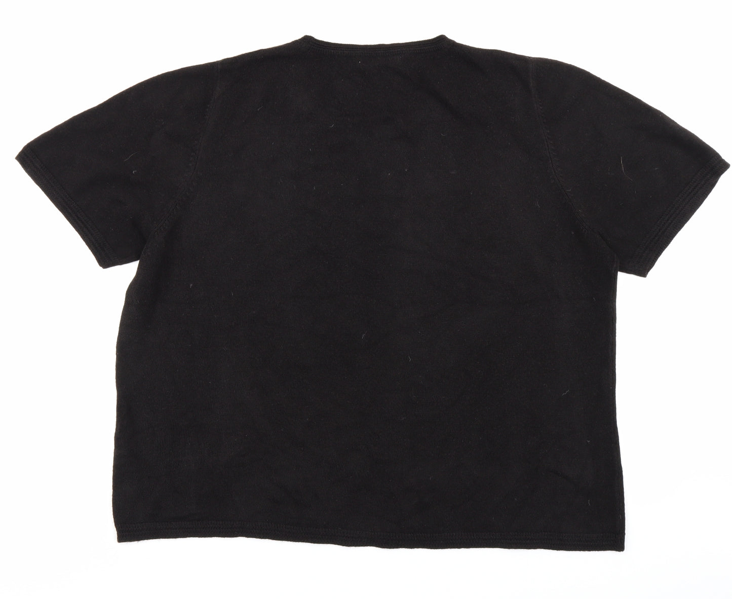 Classic Womens Black  Knit Basic T-Shirt Size 18