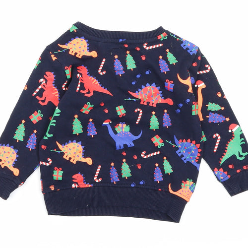 George Boys Blue   Basic T-Shirt Size 12-18 Months  - Christmas jumper Dinosaur
