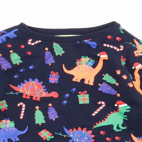George Boys Blue   Basic T-Shirt Size 12-18 Months  - Christmas jumper Dinosaur