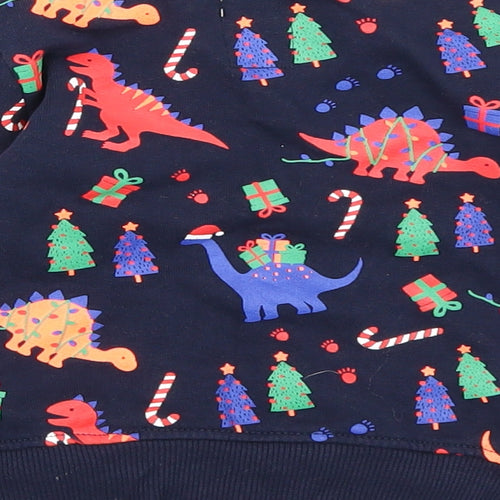 George Boys Blue   Basic T-Shirt Size 12-18 Months  - Christmas jumper Dinosaur