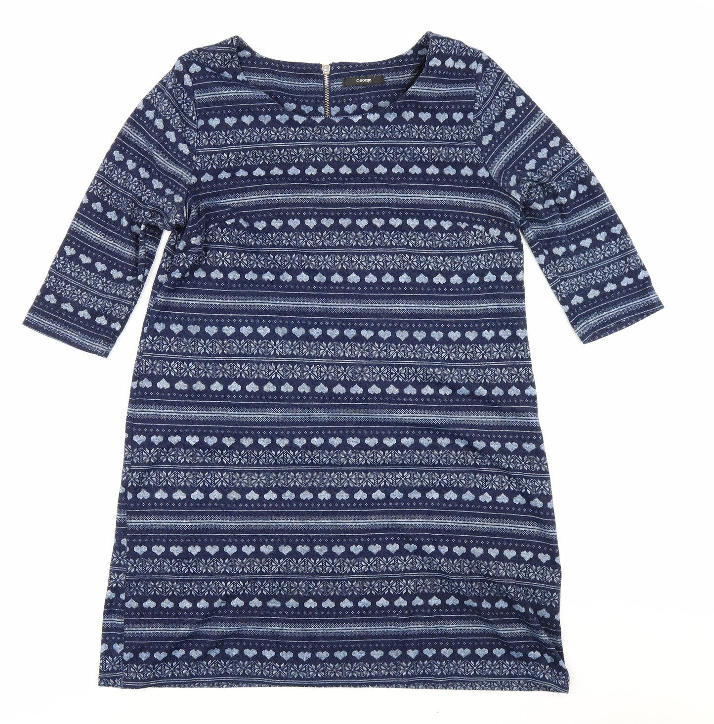 George Womens Blue Fair Isle  A-Line  Size 14