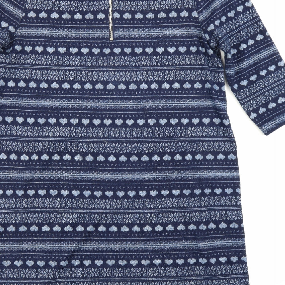George Womens Blue Fair Isle  A-Line  Size 14