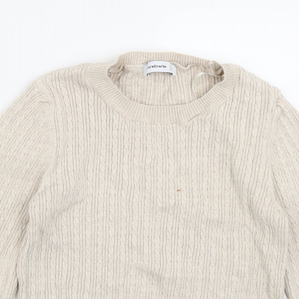 stradivarious Womens Beige  Knit Pullover Jumper Size S