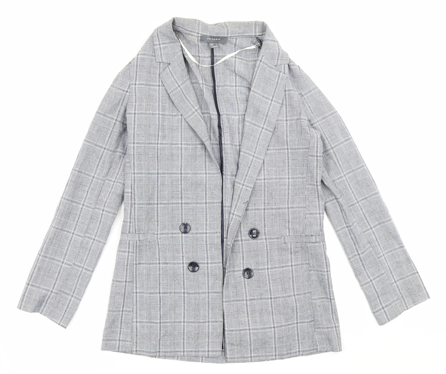 Primrk Womens Grey Check  Jacket Blazer Size 8