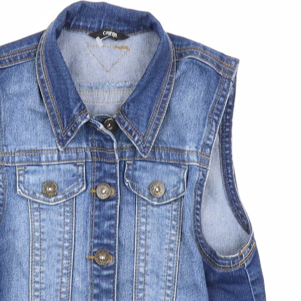 George Girls Blue  Denim Gilet Jacket Size 12-13 Years